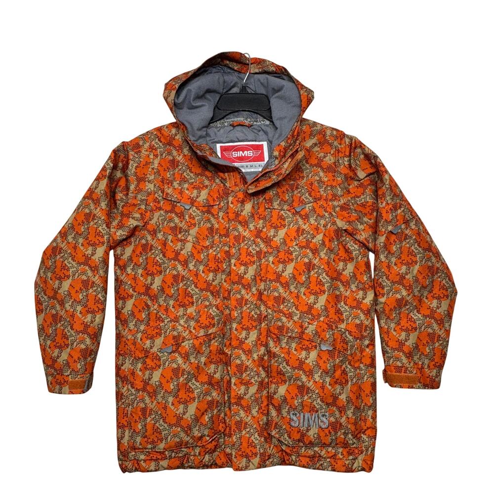 Sims Y2K Snowboard Jacket Kids XL Orange Camo Ski Snow Unisex 2000s Vintage
